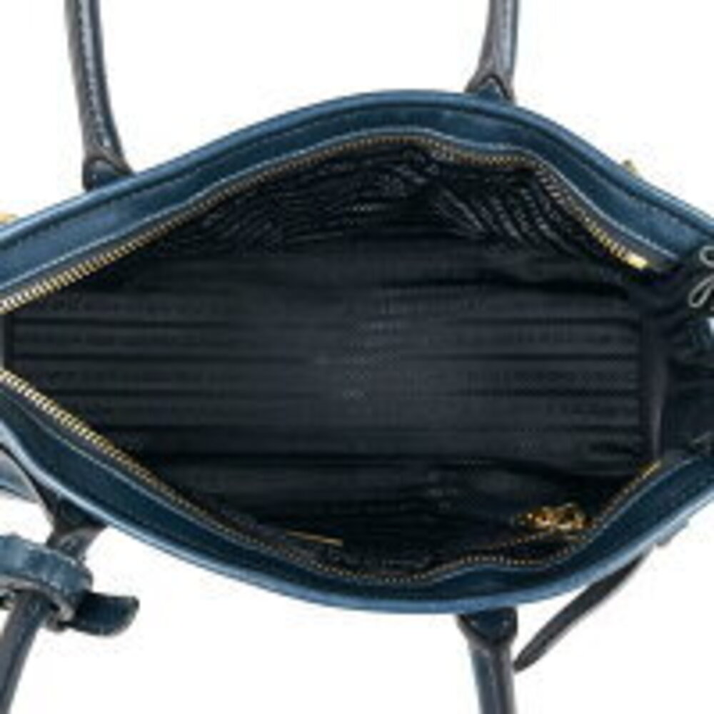 Prada Bonnie Handbag Logo Plate Shoulder Bag Blue Leather - Picture 7 of 8